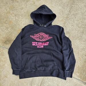 Vtg Y2k JORDAN BRAND New Orleans Skate Club Sneaker Politics Collab Hoodie L